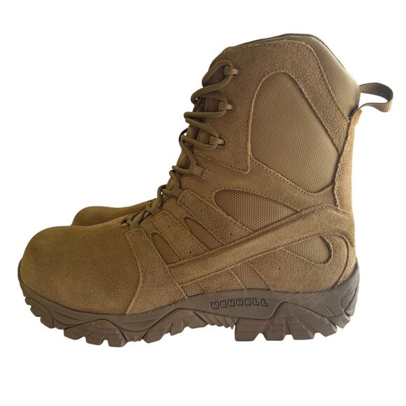 Merrell Work Boots Moab 2 8" Defense Zip Men 11.5M WP Suede Composite Toe Coyote - Picture 6 of 13